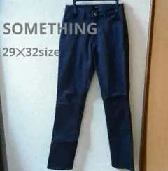 SOMETHING(EDWIN) ネイビー カジュアルパンツ29×32 股下長め