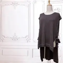 新品✨️ニット/ベストウール混 【M～L】ブラウン 無地 シンプル ライン