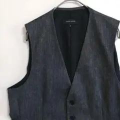 ★180　スーツベスト　L　灰黒　ヘリンボーン柄　ジレベスト JOSEPH