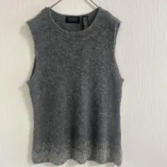 DANA BUCHMAN モヘア混 ビーズ刺繍 ニットベスト グレー XL