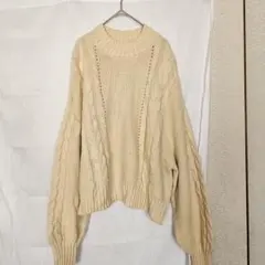 レディース ケーブル編み ニット セーター おしゃれ 可愛い ゆったり 古着