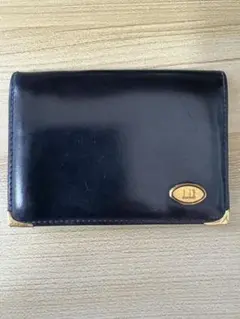 dunhill 黒レザー名刺入れ ゴールド金具付き