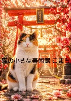 開運アート〈一枚限りの作品〉紅梅の神域と三毛猫の厄除け