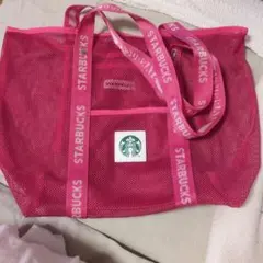 STARBUCKS メッシュ トートバッグ ピンク　限定のサムネイル