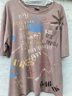 【一点物リメイク】ミリタリー ステンシル カスタム Tシャツ 英国海軍のサムネイル
