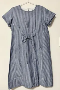 MUJI 無印良品 マタニティ 授乳 ワンピース M L 綿麻 ストライプ 半袖
