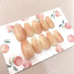 【現品】桃ネイル　ハンドメイドネイルチップ