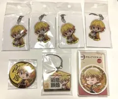 お得【日本製】鬼滅の刃　我妻善逸　木札ストラップ　缶バッチ　アクキー　クリップ