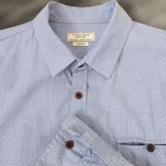 ZARA MAN スリムフィット 水色シャツ柄あり