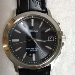 SEIKO電波ソーラー腕時計 黒 レザー