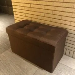 ブラウン　収納オットマン タフテッド　収納スツール