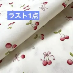 大特価‼️大人気‼️生地　ハギレ　さくらんぼ　ホワイト