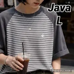 《JaVaジャバコラボ》綿100％　胸刺繍　ラグラン配色　ボーダー　Tシャツのサムネイル