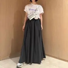 完売品 emmi eco 撥水ギャザーフレアスカート ダークグレー