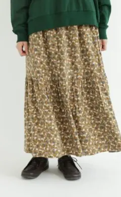 新品★サマンサモスモス花柄ティアードロングスカート　ブラウンベージュ