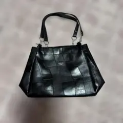 ブラックレザーパッチワークトートバッグ (クリスマス価格)