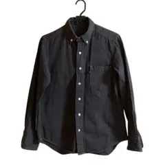 長袖シャツ アウター カジュアル　トラッド ビンテージ感　M 黒　ブラック