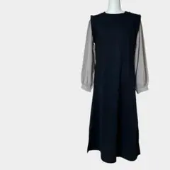 美品 Lax Dam Tia MP 黒とベージュのバルーンスリーブ ワンピース