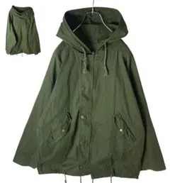 ミリタリーカーキカラーリング×コットン素材モッズコートゆったりサイズ