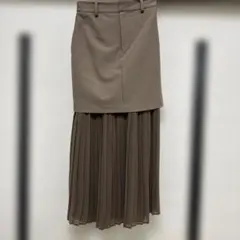 レイヤード風プリーツロングスカート ブラウンのサムネイル