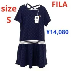 フィラ　レディースワンピース　テニスウェア　LL　ネイビー　UVカット半袖