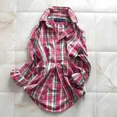 ラルフローレン マドラスチェックシャツ ピンク リネン ポニー刺繍 マルチカラー