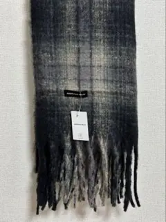 ブラック系チェック柄フリンジマフラー/AMERICAN HOLIC