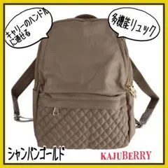 新品 多機能 リュック ナイロン 軽量 大容量 撥水 防水 シャンパンゴールド