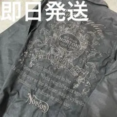 Norton スエード ブラック シャツ ベロア バック刺繍 バイカーシャツ L