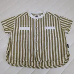 nous 半袖シャツ 80cm オリーブグリーンストライプ