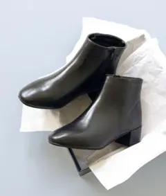 お*し様 本日限定【menue】スクエアトゥ サイドジップ ショートブーツ