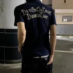 00s Y2K AZUL 半袖ポロシャツ 英字刺繍 お兄系 ダークコア swag
