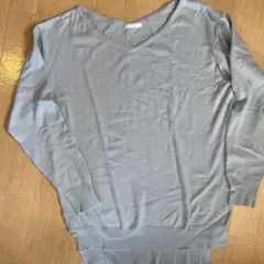 MURUA ライトグレー Vネックニット 長袖　薄手ニット　水色　ライトブルー