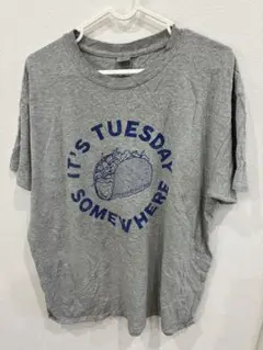 GILDAN ギルダン タコスプリント Tシャツ グレー Lサイズ アメカジ