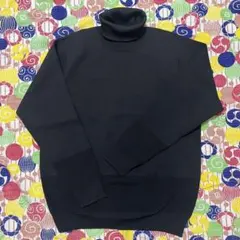 【MUJI LABO】しっかりした編地で作ったタートルネックセーター［M/黒］