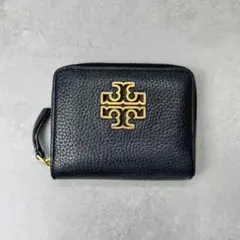 トリーバーチ コンパクト財布 ブリテン ダブルTロゴ ラウンドファスナー 黒