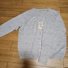 新品タグ付き　MUJI クルーネックカーディガン M グレー　リネン　無印