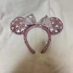 ディズニー カチューシャ スパンコール ミニー ピンク ハート