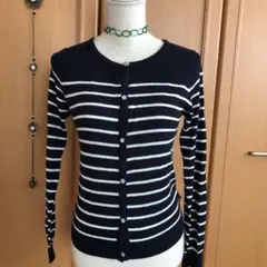 キラキラビジュー　ボーダー　カーディガン