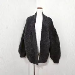 studio CLIP ニットカーディガン チャコールグレー コクーン 羽織り