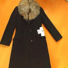 新品・Private Label 黒 ファー付きロングコート M
