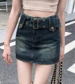 キュロットデニムスカート ハイウエスト