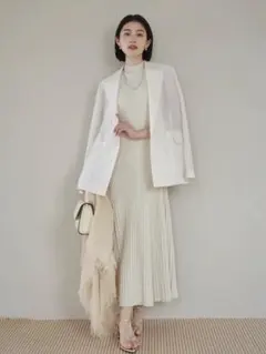 anuans セミマーメイドニットワンピース ecru S