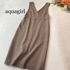 aquagirlジャンパースカート（S）ブラウン　千鳥格子柄　日本製　近年モデルのサムネイル