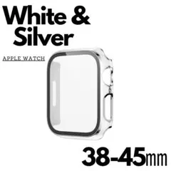 【ホワイト＆シルバー】 38mm アップルウォッチカバー AppleWatch