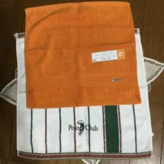 タオルハンカチ　NIKE オレンジ　polo club ストライプ　2枚セットのサムネイル