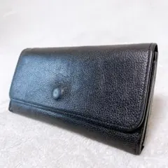 美品　イルビゾンテ　三つ折り長財布　シボ革　オールレザー　オールブラック　黒