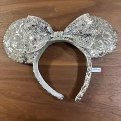 シルバーラメ ミニーマウス耳カチューシャ