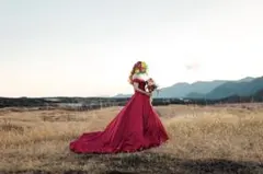 ウェディング カラードレス/ワインレッド,赤