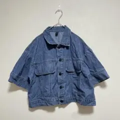 イッセイミヤケ アイエス デニムジャケット ショート丈 Mサイズ 綿麻 5 